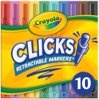 Crayola Clicks Retractable Tip Markers (10ct), Washable Art Marker Set, Coloring