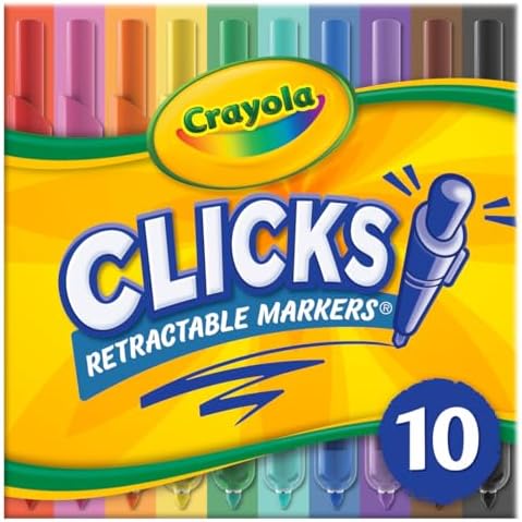 Crayola Clicks Retractable Tip Markers (10ct), Washable Art Marker Set, Coloring