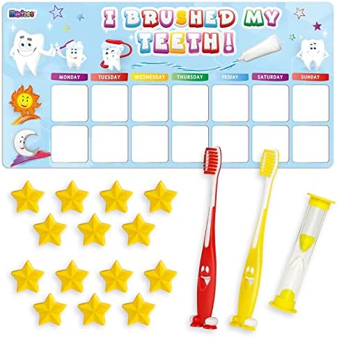 Madzee Toothbrush for Kids with Reward Chart Set, Sand Timer