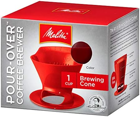 Melitta 640820 Ready Set Joe Filter Cone Pourover Cone Manual Brewer, One Cup