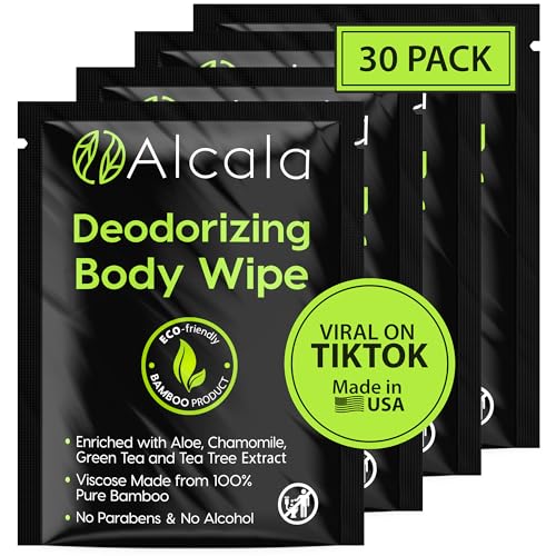 Deodorizing Body Wipes Individual Shower Wipes 100% Pure Biodegradable Bamboo