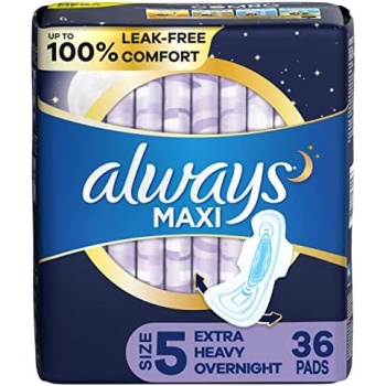 Always Maxi Feminine Pads for Women, Size 5 Extra Heavy Overnight Absorbency