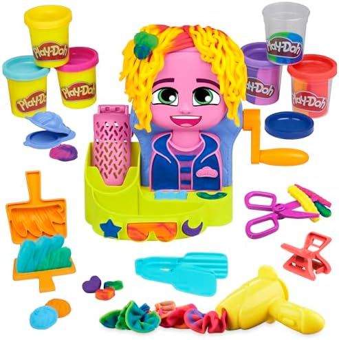 Play-Doh Hair Stylin' Salon Playset with 6 Cans, Pretend Play Toys for Girls