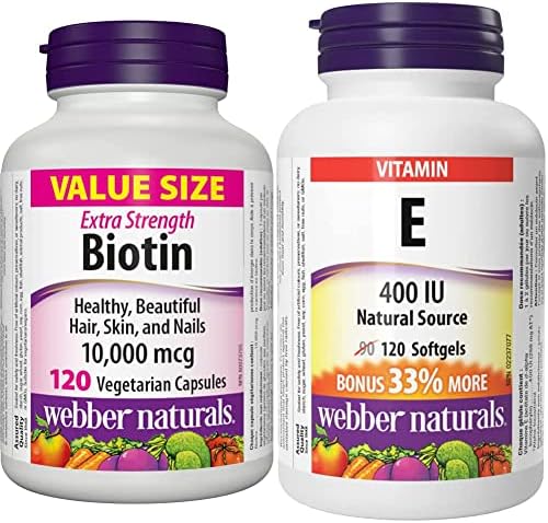 Webber Naturals Biotin 10,000 mcg Extra Strength, 120 Capsules, Supports Healthy