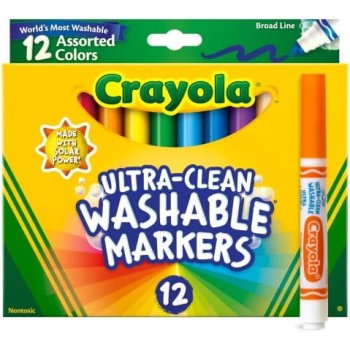 Crayola Broad Line Markers (12 Count), Washable Markers for Kids, Assorted