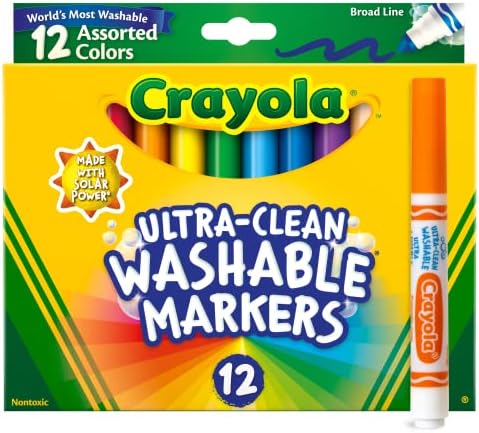 Crayola Broad Line Markers (12 Count), Washable Markers for Kids, Assorted