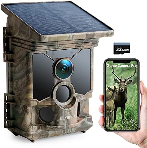 Solar Trail Cameras 4K 40MP, CEYOMUR WiFi Bluetooth Trail Camera