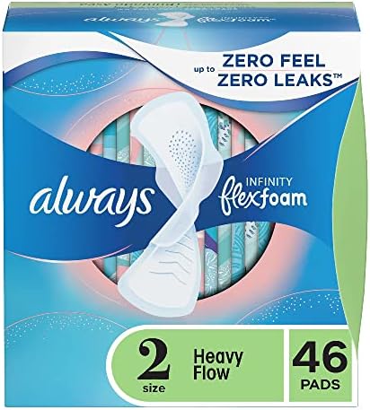 Always Infinity Feminine Pads for Women, Size 2 Regular, with wings, unscented