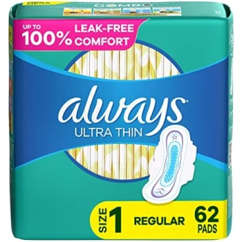 Always Ultra Thin Feminine Pads for Women, Size 1 Regular Absorbency