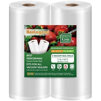 BoxLegend Vacuum Sealer Bags 11''x50' (2 Pack), Food Saver Bags Rolls, Sac Sous