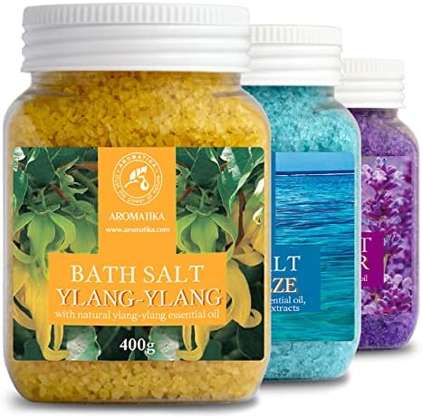 Bath Salts Set 42 Oz - Lavender - Sea Breeze - Ylang-Ylang - 100% Natural