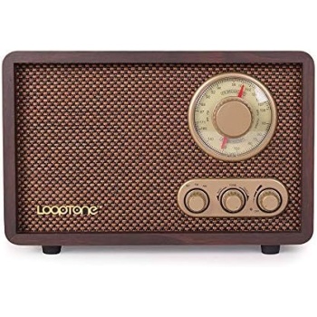 LoopTone FM AM Radio Retro Wood Radio with Bluetooth Play Mp3