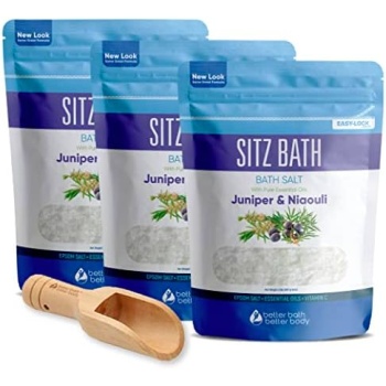 Sitz Bath Salt (3-Pack Plus Scoop) Hemorrhoid Soothing Sitz Soak Epsom Salt