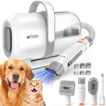 Afloia Dog Grooming Kit, Pet Grooming Vacuum & Dog Clippers & Dog Brush
