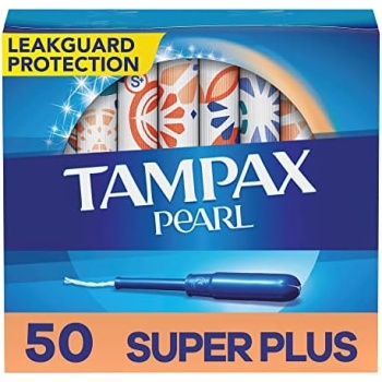 Tampax Pearl Tampons Super Plus Absorbency, with Leakguard Braid, Unscented