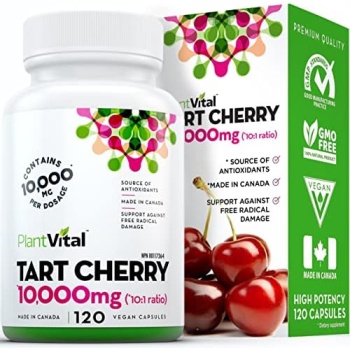 PlantVital Organic Tart Cherry Capsules -10,000mg Per Day -10:1 Cherry Extract