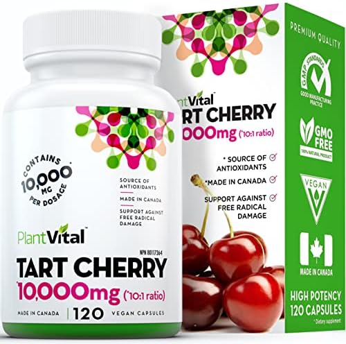 PlantVital Organic Tart Cherry Capsules -10,000mg Per Day -10:1 Cherry Extract
