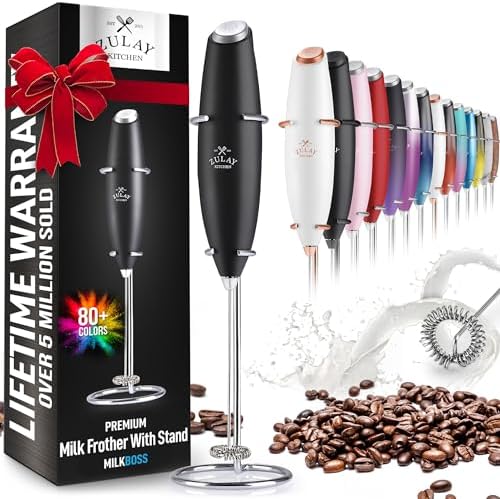 Zulay Powerful Milk Frother Handheld Foam Maker for Lattes - Whisk Drink Mixer