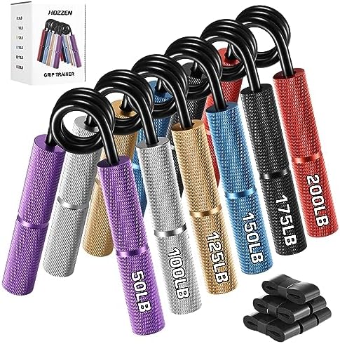 Hozzen Grip Strength Trainer, 6 Pack Grip Strength Trainer Set (50-200LB)