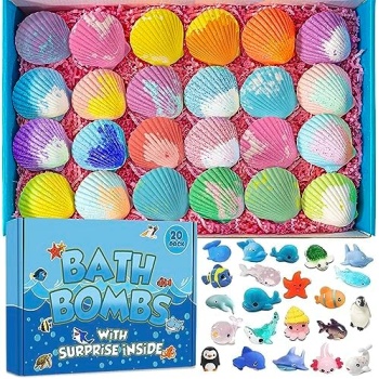 Bath Bombs for Kids with Surprise Marine Animals Inside, 20 Shell Kids Bath Bomb