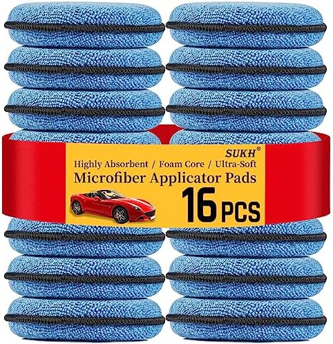 Sukh 16 Pack Microfiber Foam Car Wax Applicator Pad - Foam Applicator Pads