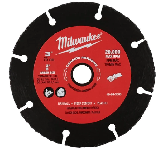 Milwaukee 49943005 76mm (3") Carbide Abrasive Cut Off Wheel