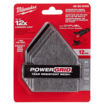 Milwaukee 48805405 13 Pack 80-180 Grit Pentagon Assorted H&L Net Sandpaper for M12FDSS0