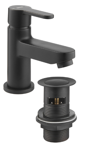 Deva Ethos Cloakroom Basin Mixer Tap Matt Black