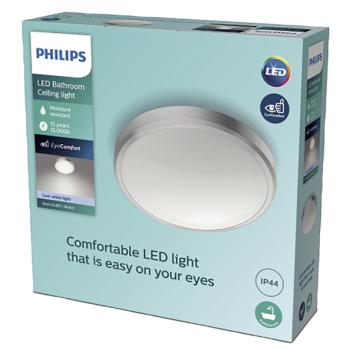 Philips Doris CL257 LED Round IP44 Ceiling Light Nickel 17W 1700lm Cool White