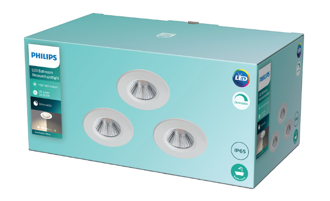 Philips SL261 Dive IP65 Recessed Downlight White 5W Warm White 3pk