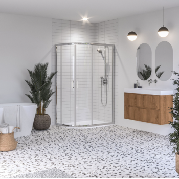 Aqualux Framed 8mm Offset Quadrant Shower Enclosure with Tray and Waste Kit 1200x800mm Left Hand