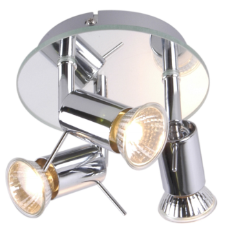 Mercury Mirror Plated GU10 3 Plate Spotlight